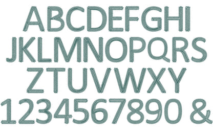 Mini Chain Font hand stitch effect Chain Block Font machine embroidery designs alphabet letters numbers monogram