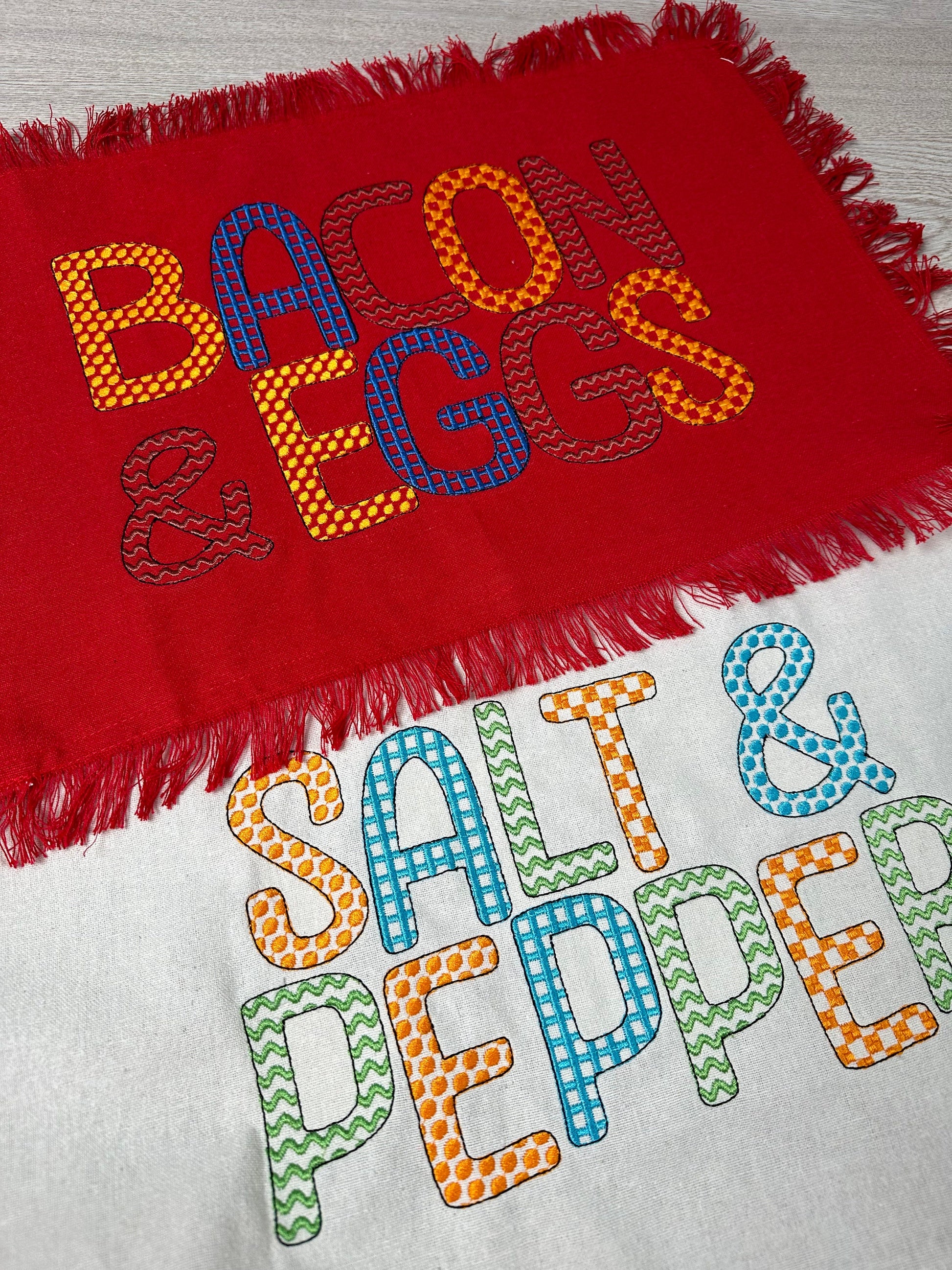 Decorative Embroidery Font set DIY names Dots Checks Waves Chess alphabet