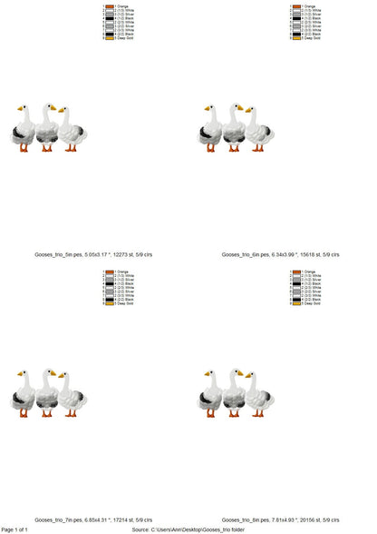 Fringed Fluffy Chenille Goose Trio Farm Bird Animal Machine Embroidery Designs Awesome Duck Bird Fringe