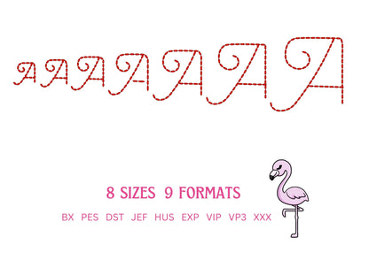 Hand stitch effect FONT machine embroidery designs in assorted mini sizes script alphabet letters, playful kids name seed stitch