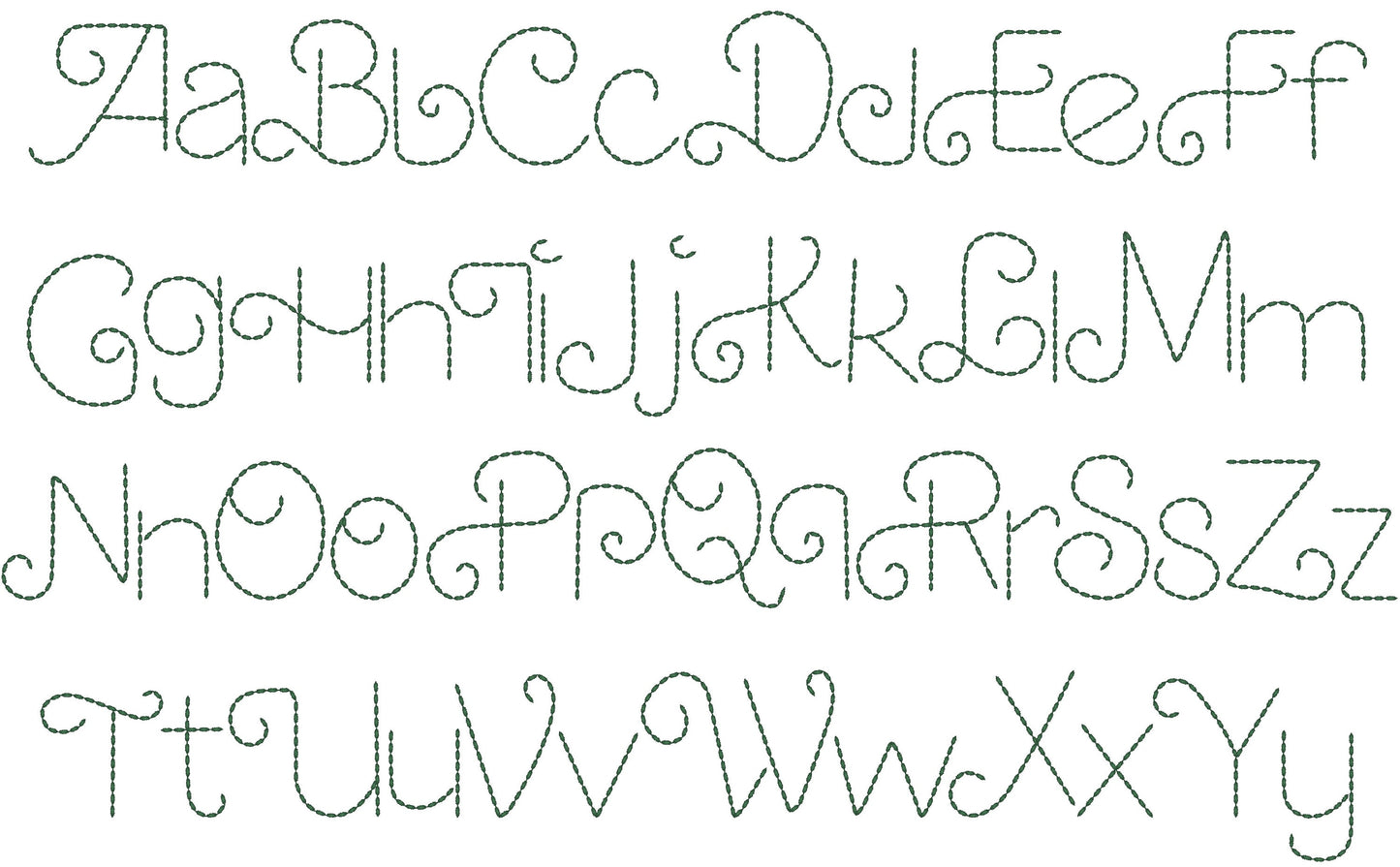 Hand stitch effect FONT machine embroidery designs in assorted mini sizes script alphabet letters, playful kids name seed stitch