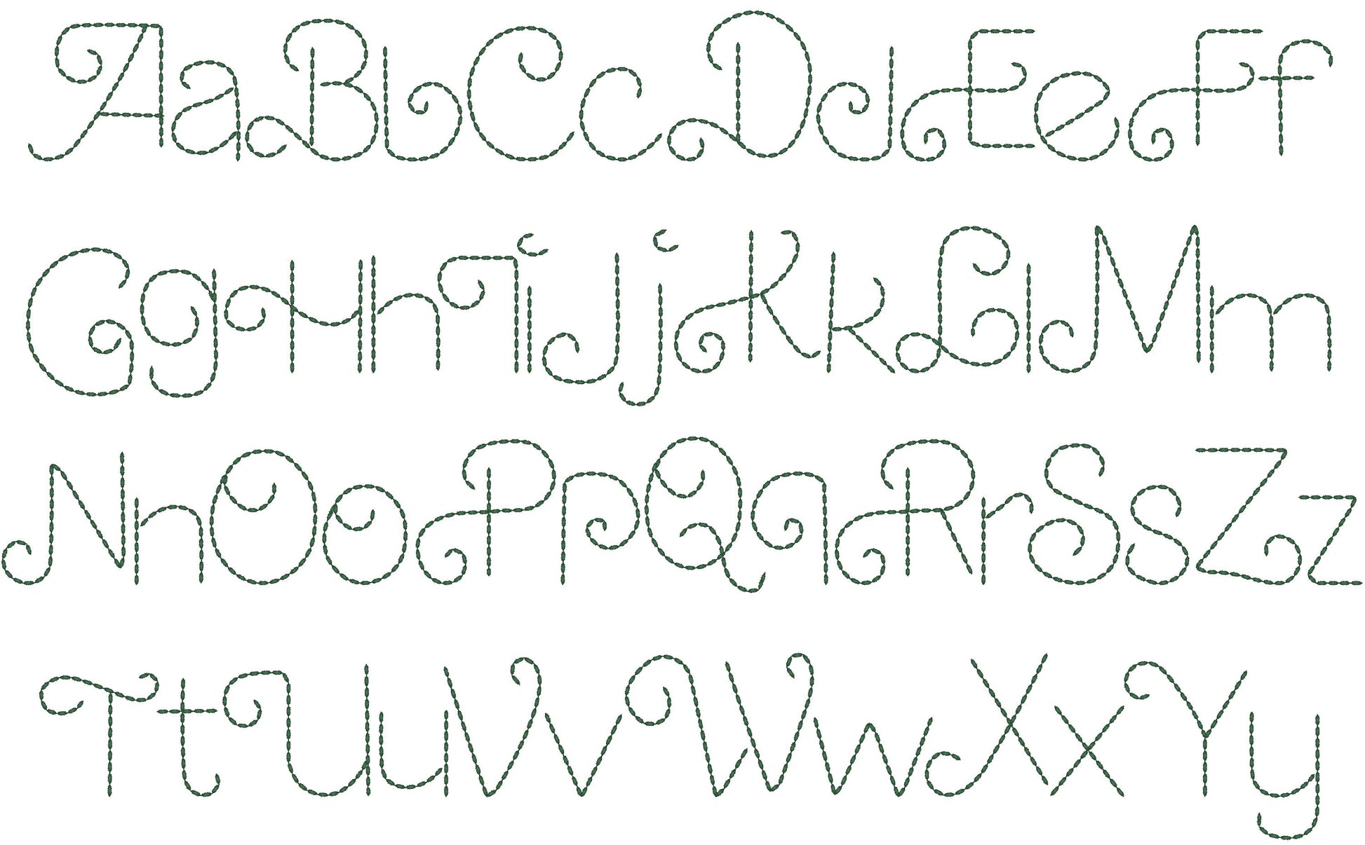 Hand stitch effect FONT machine embroidery designs in assorted mini sizes script alphabet letters, playful kids name seed stitch