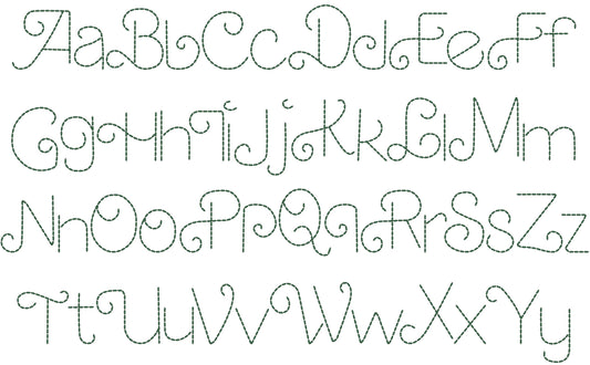 Hand stitch effect FONT machine embroidery designs in assorted mini sizes script alphabet letters, playful kids name seed stitch