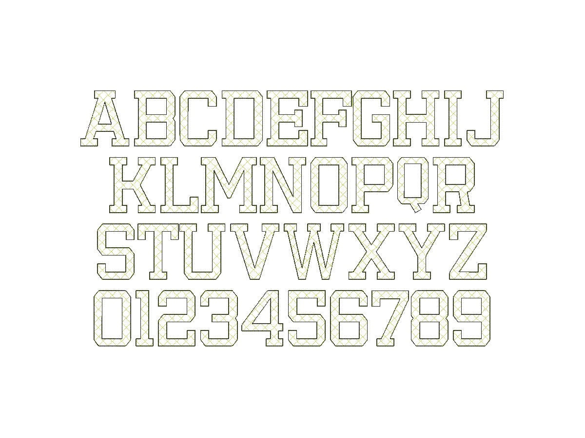 Quick light stitch Quilted FONT machine embroidery designs assorted sizes Quilt Alphabet letters and numbers boy name monogram, BX included