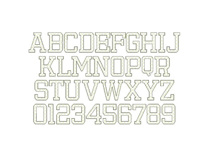 Quick light stitch Quilted FONT machine embroidery designs assorted sizes Quilt Alphabet letters and numbers boy name monogram, BX included