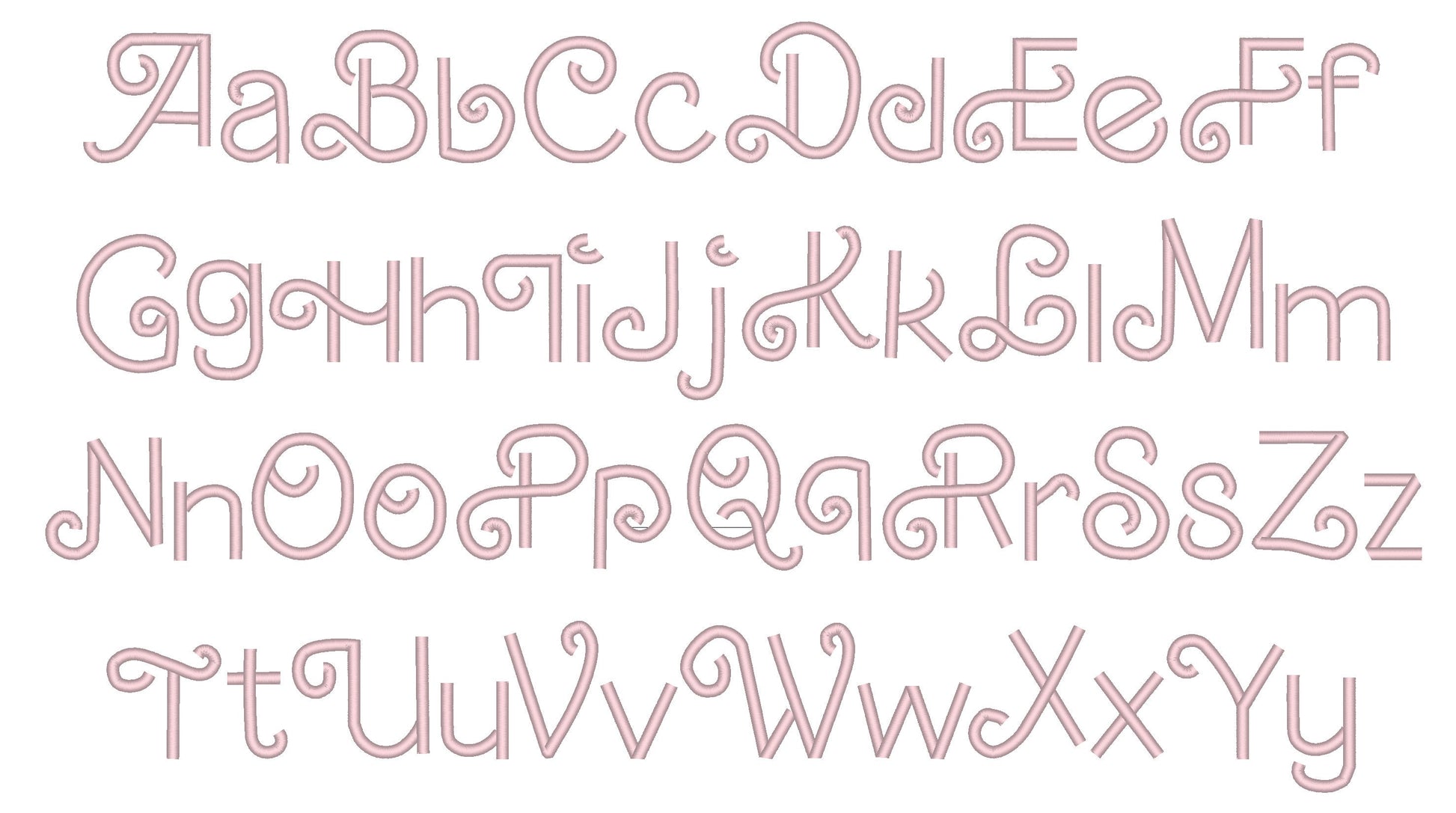 Retro Valentine Satin stitch Line FONT machine embroidery designs mini 0.6 up 3 in handwritten swirl curl alphabet