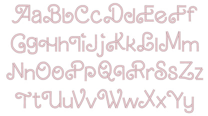 Retro Valentine Satin stitch Line FONT machine embroidery designs mini 0.6 up 3 in handwritten swirl curl alphabet