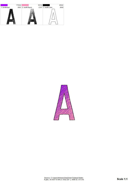 Rainbow font NO special thread Iridescent 2 Color Monogram FONT alphabet machine embroidery designs gradient ombre embroidery font BX incl
