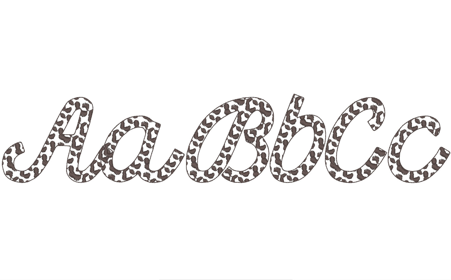 Leopard spots Font alphabet cursive letters and numbers wild animal print monogram machine embroidery designs