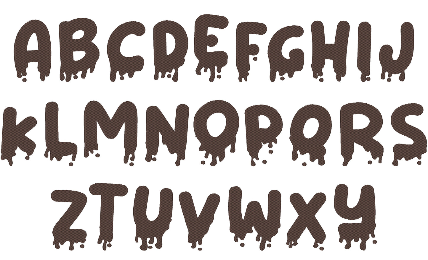 Decorative Melted Font SET waffle stitch alphabet letters DIY combine names monogram machine embroidery designs BX