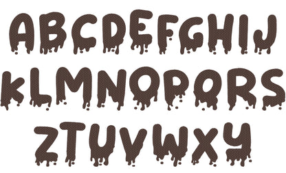 Decorative Melted Font SET waffle stitch alphabet letters DIY combine names monogram machine embroidery designs BX