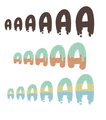 Decorative Melted Font SET waffle stitch alphabet letters DIY combine names monogram machine embroidery designs BX