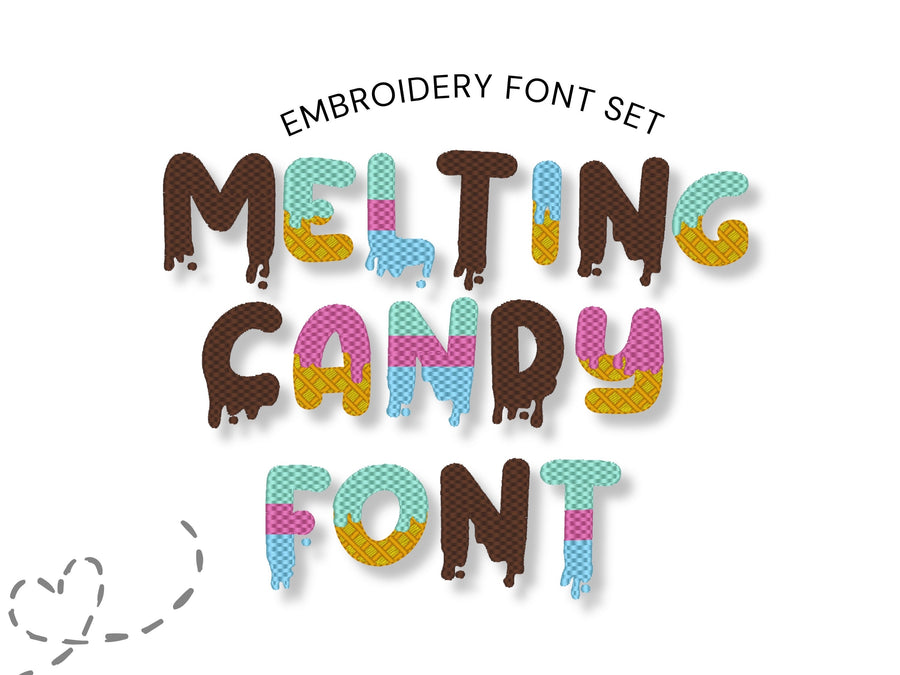 Decorative Melted Font SET waffle stitch alphabet letters DIY combine names monogram machine embroidery designs BX