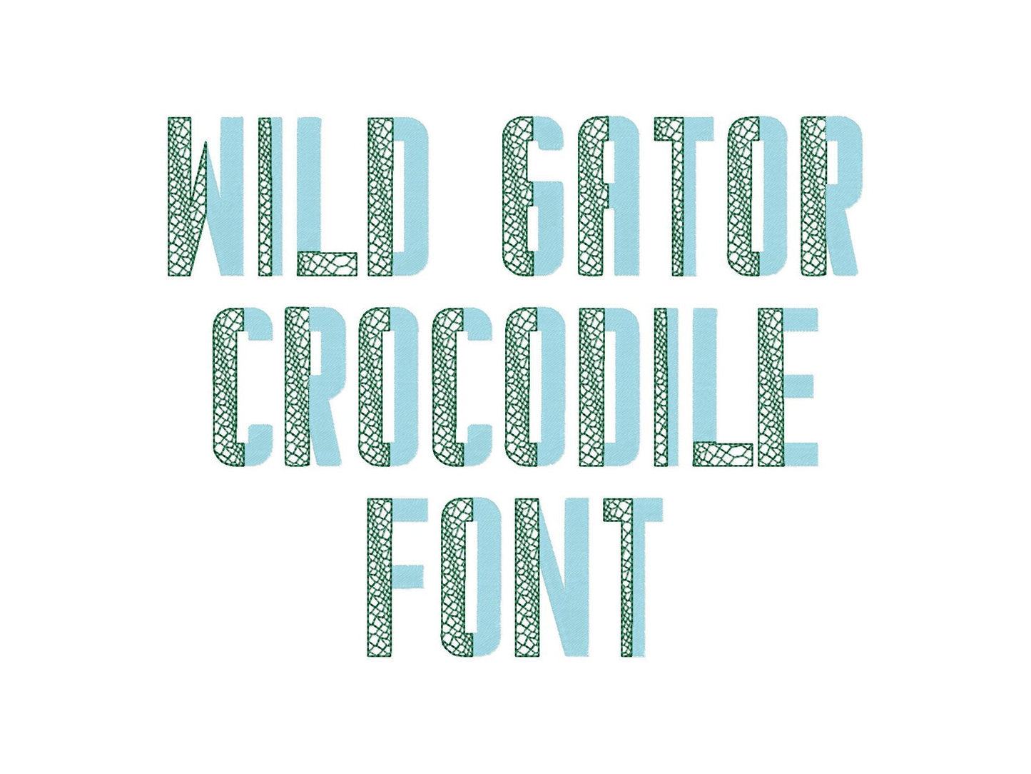 DUO Split Crocodile Gator 2 color Font TWO colors Font machine embroidery design DUOTONE small big block gator fill stitch alphabet monogram