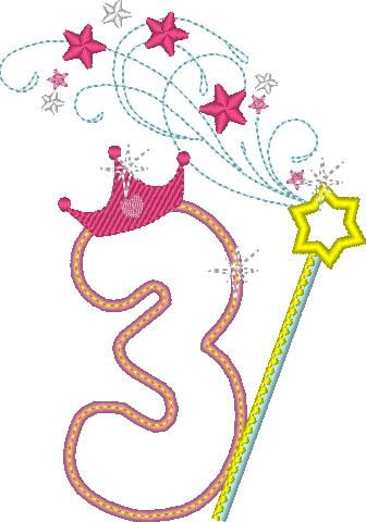 Cute Fairy Birthday Numbers 1-9 – Sizes 6" 7" 5" Digital Embroidery File | Artapli