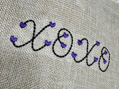 Heart Font puff bean stitch line Font machine embroidery designs assorted mini sizes handwritten script Valentine Font alphabet