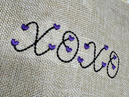 Heart Font puff bean stitch line Font machine embroidery designs assorted mini sizes handwritten script Valentine Font alphabet