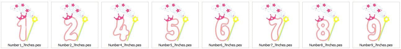 Cute Fairy Birthday Numbers 1-9 – Appliqué machine embroidery design by Artapli