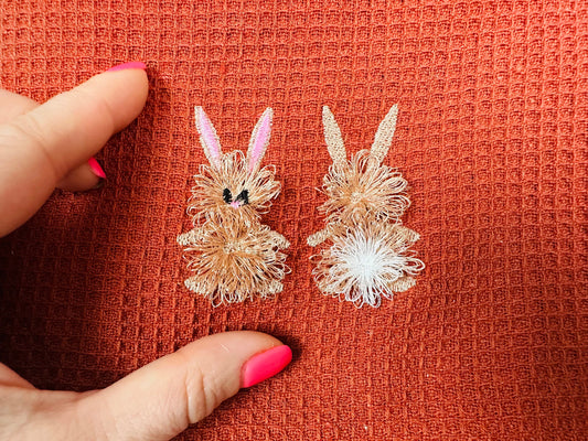 Fur Easter Bunnies Front and Back Tiny Sizes Fringe in the Hoop Triple Bunnies Machine Embroidery Designs Cute Fluffy Bunny Kids Design - Etsy