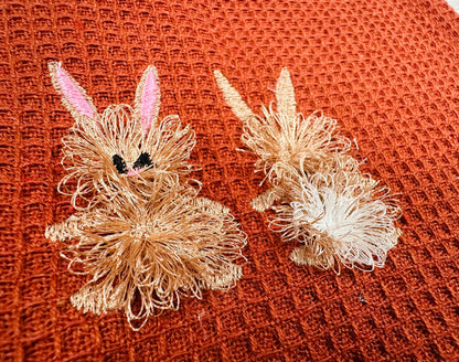 Fur Easter Bunnies Front and Back Tiny Sizes Fringe in the Hoop Triple Bunnies Machine Embroidery Designs Cute Fluffy Bunny Kids Design - Etsy