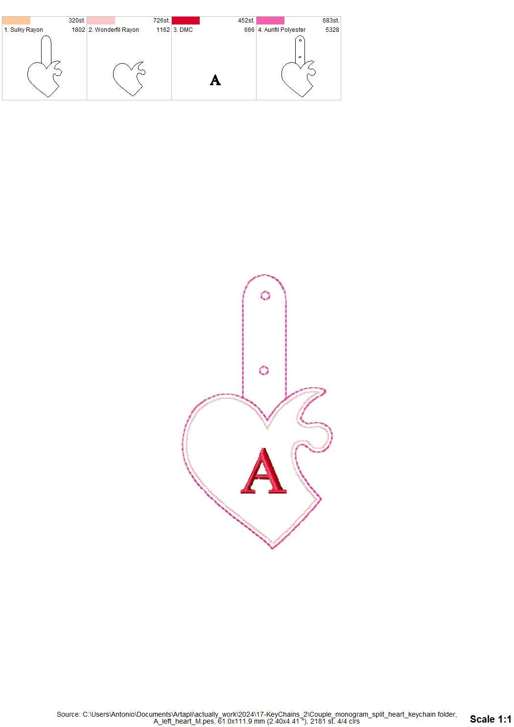 Couple Puzzle Heart Puffy puff 3d foam Split Heart Key fob snap tab monogram in the hoop ITH bag tag keychain machine embroidery designs