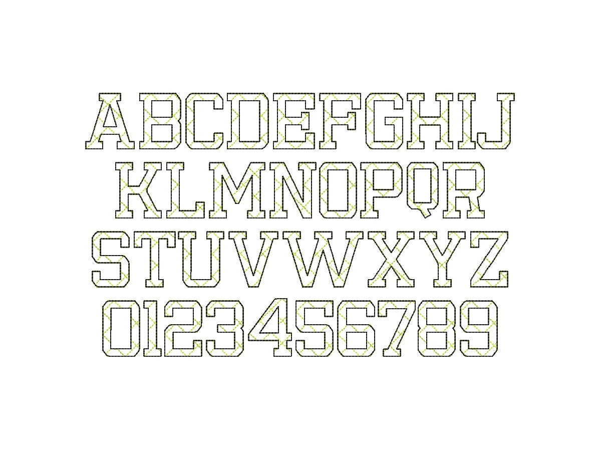 Quick light stitch Quilted FONT machine embroidery designs assorted sizes Quilt Alphabet letters and numbers boy name monogram, BX included