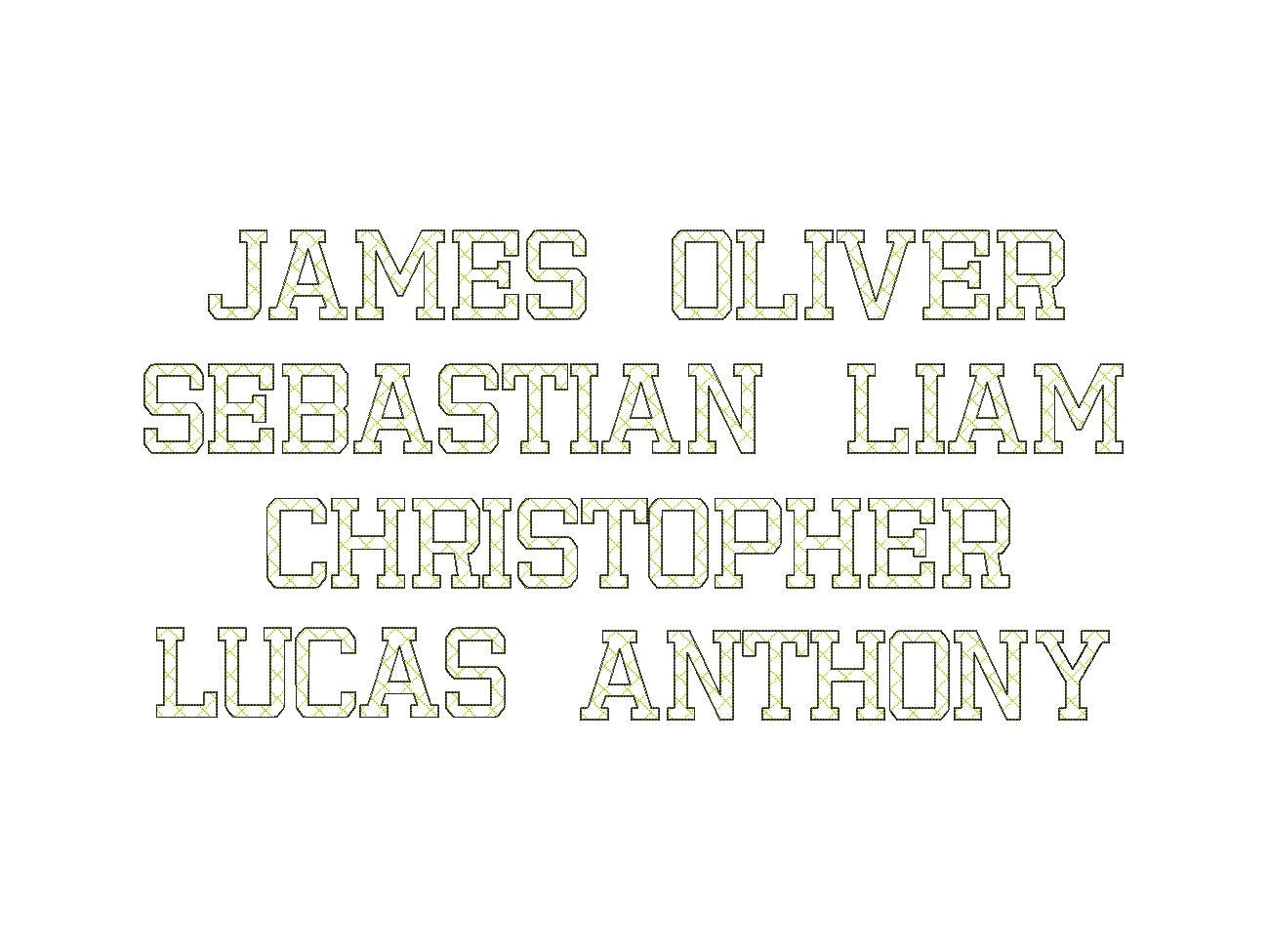 Quick light stitch Quilted FONT machine embroidery designs assorted sizes Quilt Alphabet letters and numbers boy name monogram, BX included