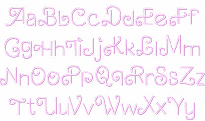 Retro Valentine Satin stitch Line FONT machine embroidery designs mini 0.6 up 3 in handwritten swirl curl alphabet