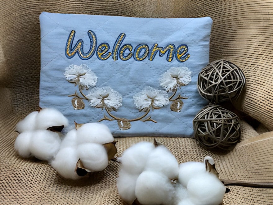 Fringed Cotton Border Fluffy Cotton Flower Floral Monogram Frame Machine Embroidery Designs