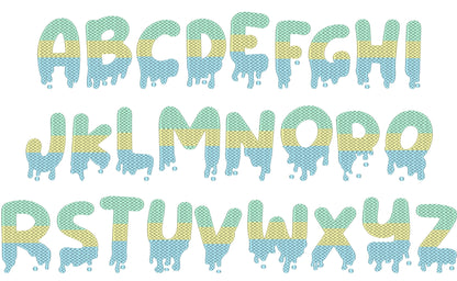 Decorative Melted Font SET waffle stitch alphabet letters DIY combine names monogram machine embroidery designs BX