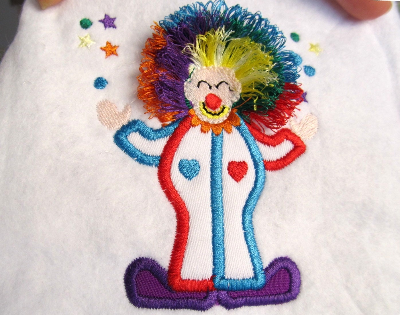Clown with fringed fluffy hair Embroidery 4" 4.5" 5" 5.5" 7" | Chenille PES DST JEF | Artapli