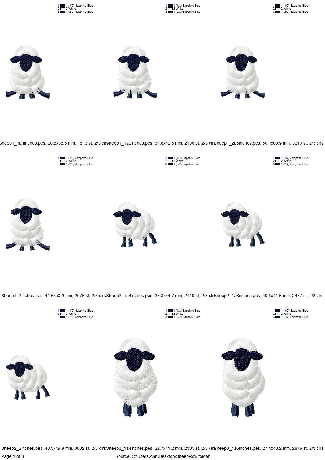 Fuzzy Sheep Lamb SET of 5 Types and 5 Sheep in Row Fringed Machine Embroidery Design