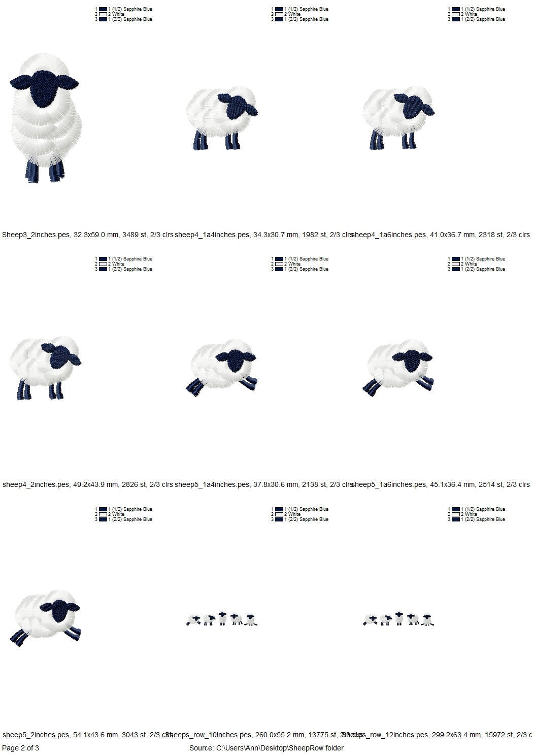 Fuzzy Sheep Lamb SET of 5 Types and 5 Sheep in Row Fringed Machine Embroidery Design