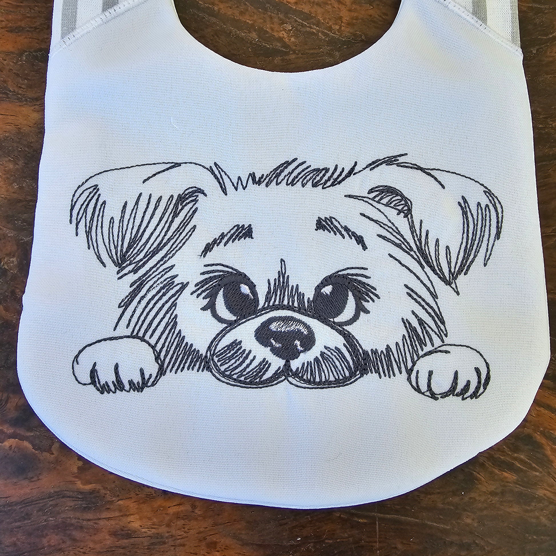 Peeking puppy head silhouette cute dog line art drawing sketch light stitch machine embroidery designs kids sweatshirt design