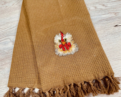 Chicken Fringed Fluffy Chenille Farm Bird Chicken Head Face Machine Embroidery Designs Awesome Fringe Fur Chicken Kitchen Towel Design