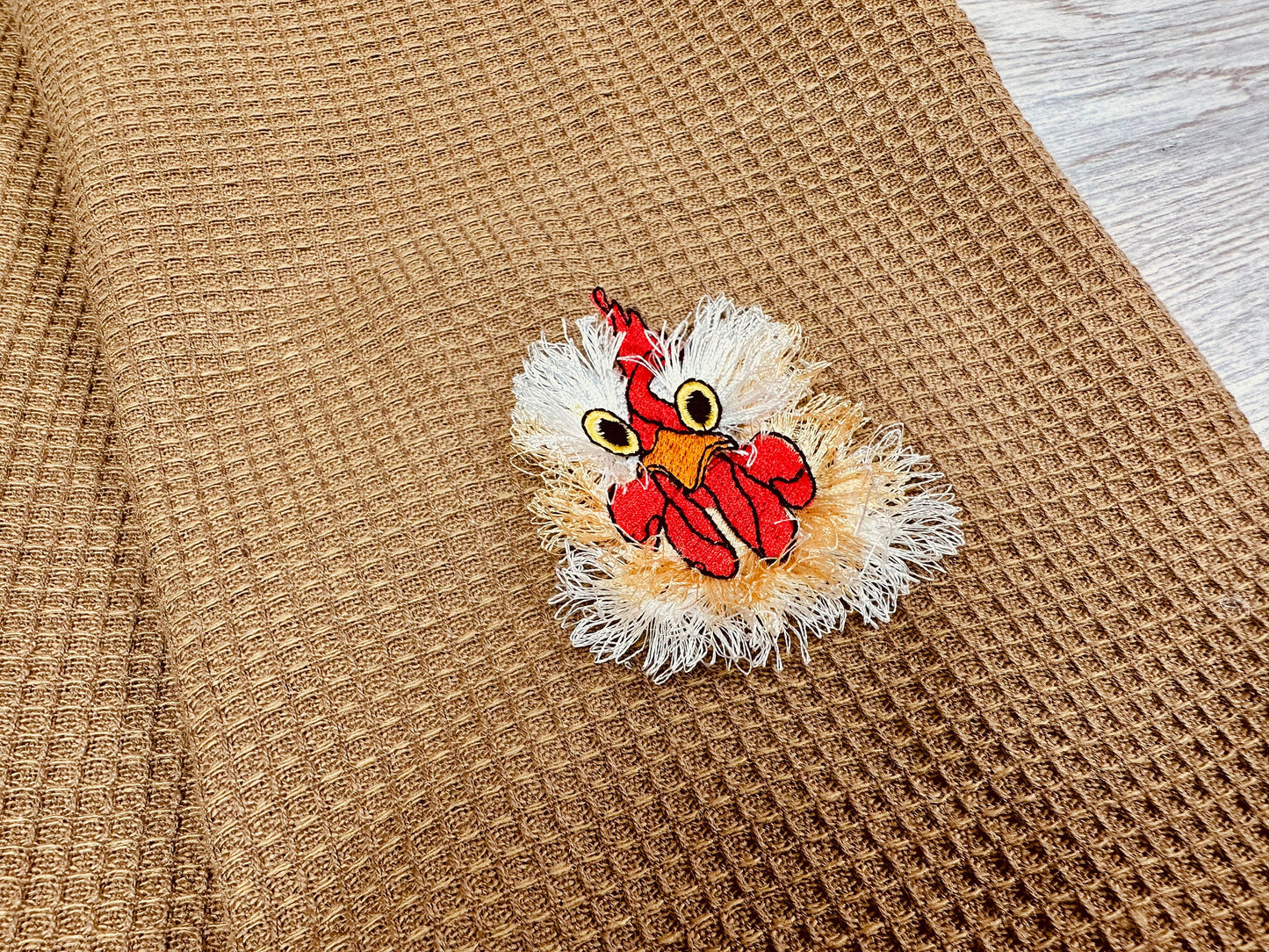 Chicken Fringed Fluffy Chenille Farm Bird Chicken Head Face Machine Embroidery Designs Awesome Fringe Fur Chicken Kitchen Towel Design