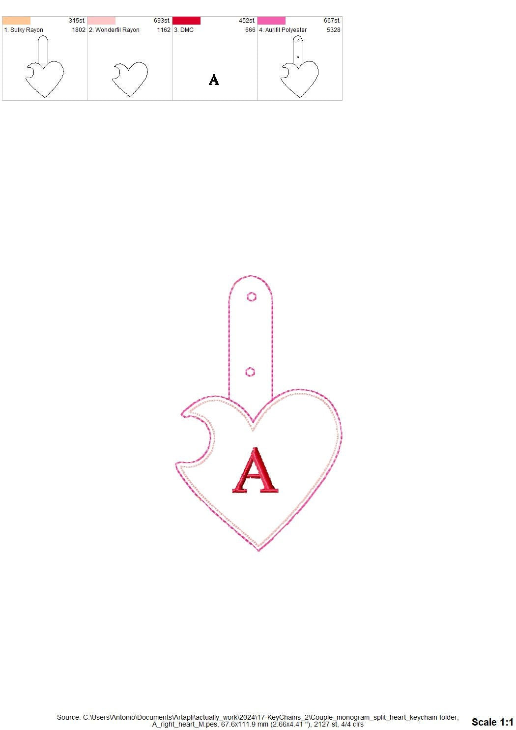 Couple Puzzle Heart Puffy puff 3d foam Split Heart Key fob snap tab monogram in the hoop ITH bag tag keychain machine embroidery designs