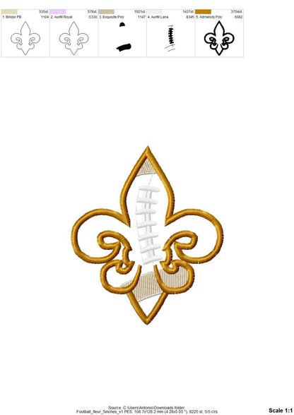 Football Fleur De Lis Applique – Fleur De Lis embroidery design by Artapli