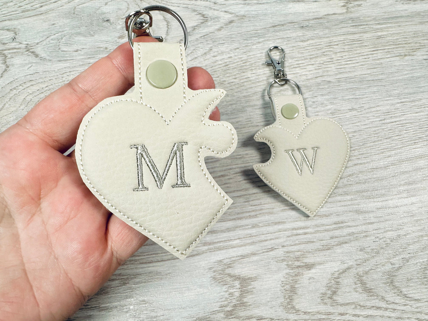 Couple Puzzle Heart Puffy puff 3d foam Split Heart Key fob snap tab monogram in the hoop ITH bag tag keychain machine embroidery designs