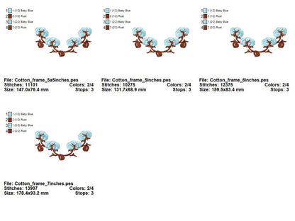 Fringed Cotton Border Fluffy Cotton Flower Floral Monogram Frame Machine Embroidery Designs