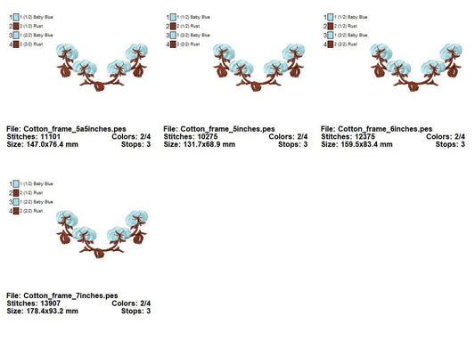 Fringed Cotton Border Fluffy Cotton Flower Floral Monogram Frame Machine Embroidery Designs