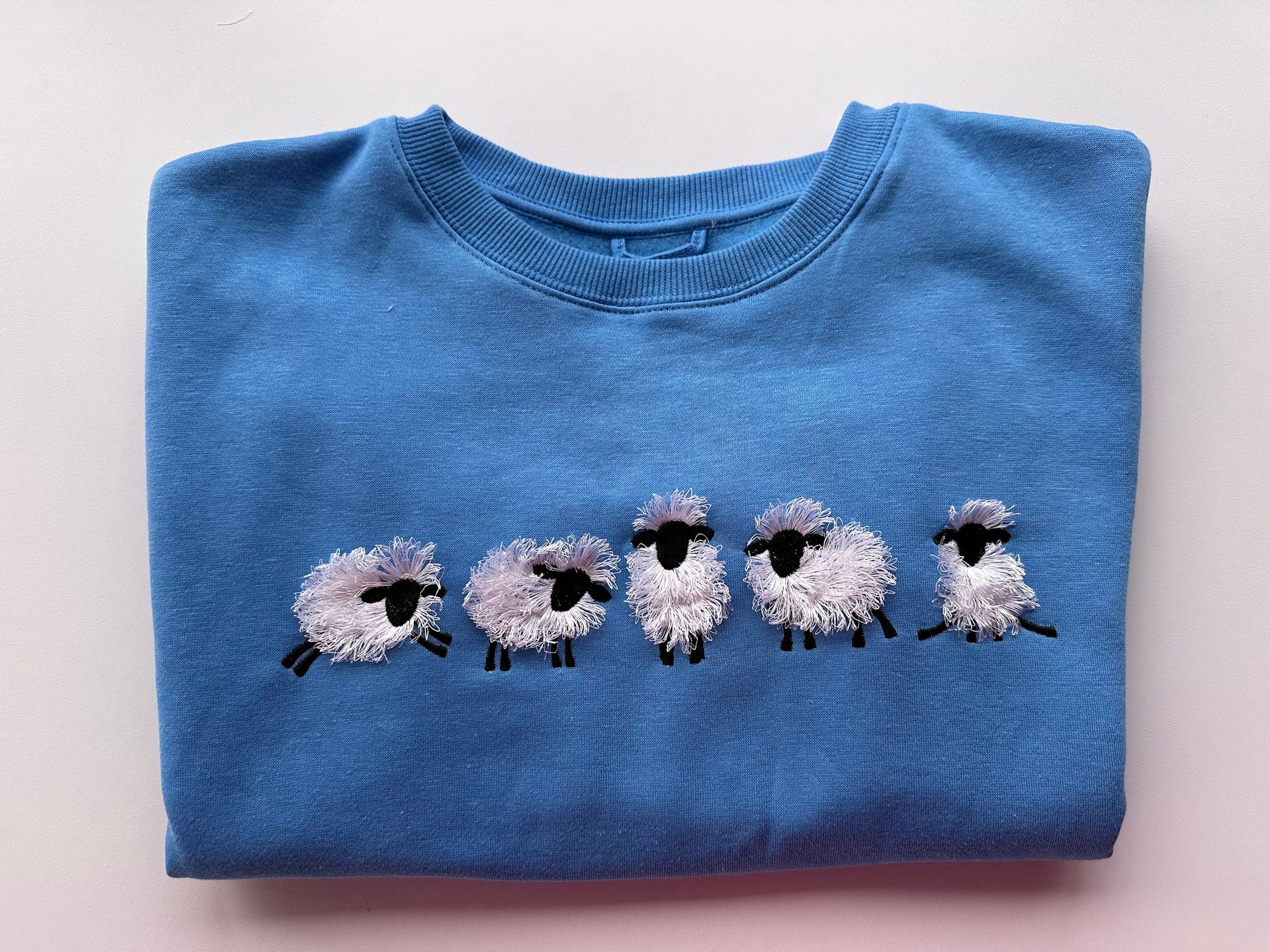 Fuzzy Sheep Lamb SET of 5 Types and 5 Sheep in Row Fringed Machine Embroidery Design