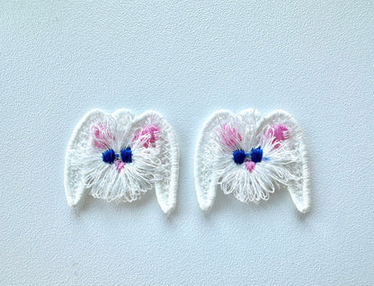 Cute Easter Bunny Earrings Fringed Fluffy Bunny Charm FSL Freestanding Lace Machine Embroidery Designs Kids Girls