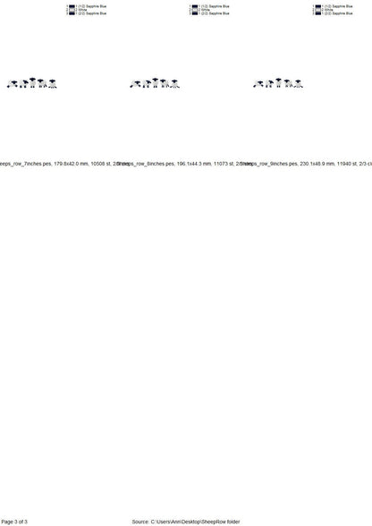 Fuzzy Sheep Lamb SET of 5 Types and 5 Sheep in Row Fringed Machine Embroidery Design