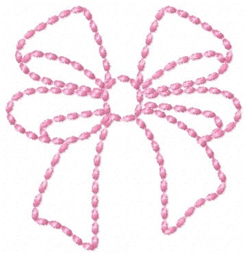 Hand stitch effect Bow SET of 4 types monogram add-on baby gown Christ pearl stitch machine embroidery designs multiple sizes from 2 to 5in