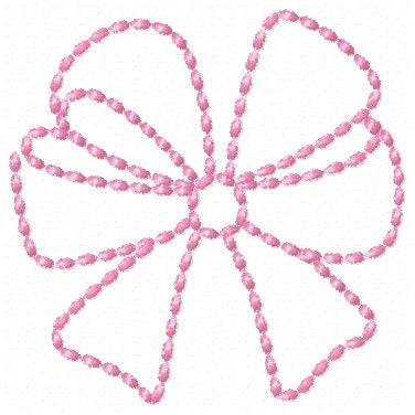 Hand stitch effect Bow SET of 4 types monogram add-on baby gown Christ pearl stitch machine embroidery designs multiple sizes from 2 to 5in