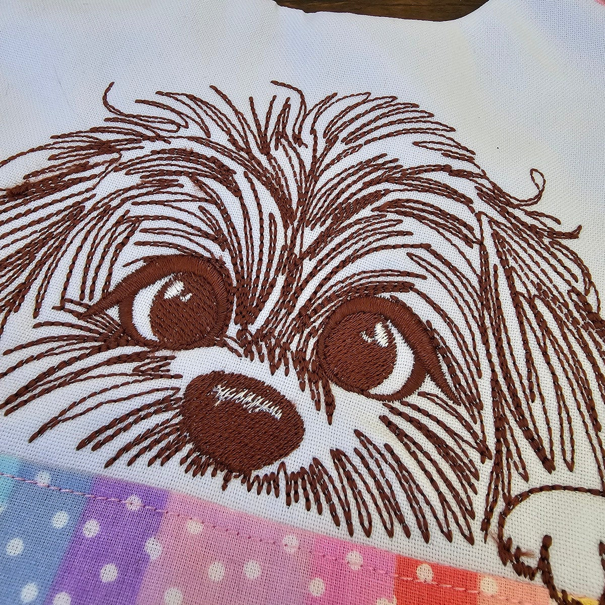 Peeking puppy head silhouette cute dog line art drawing sketch light stitch machine embroidery designs kids sweatshirt design