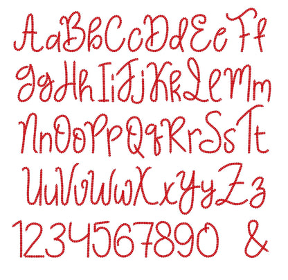 Narrow Bold Authentic Hand Chain stitch FONT machine embroidery designs alphabet