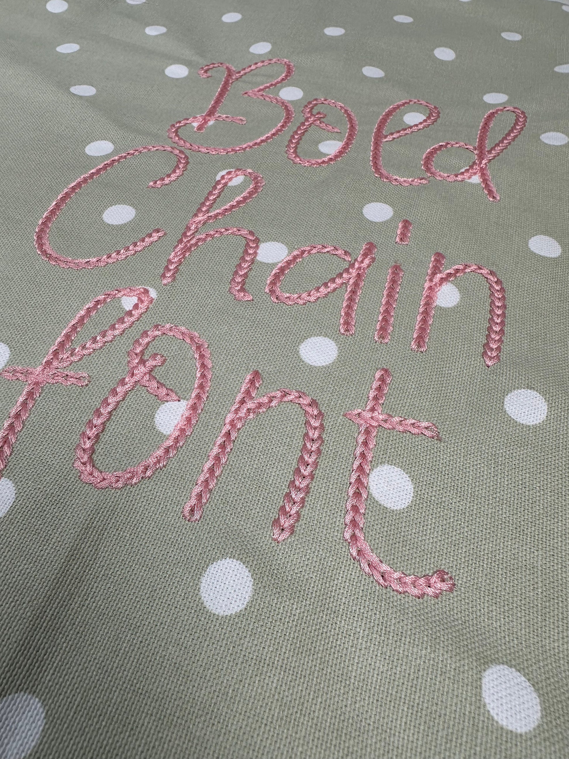 Narrow Bold Authentic Hand Chain stitch FONT machine embroidery designs alphabet