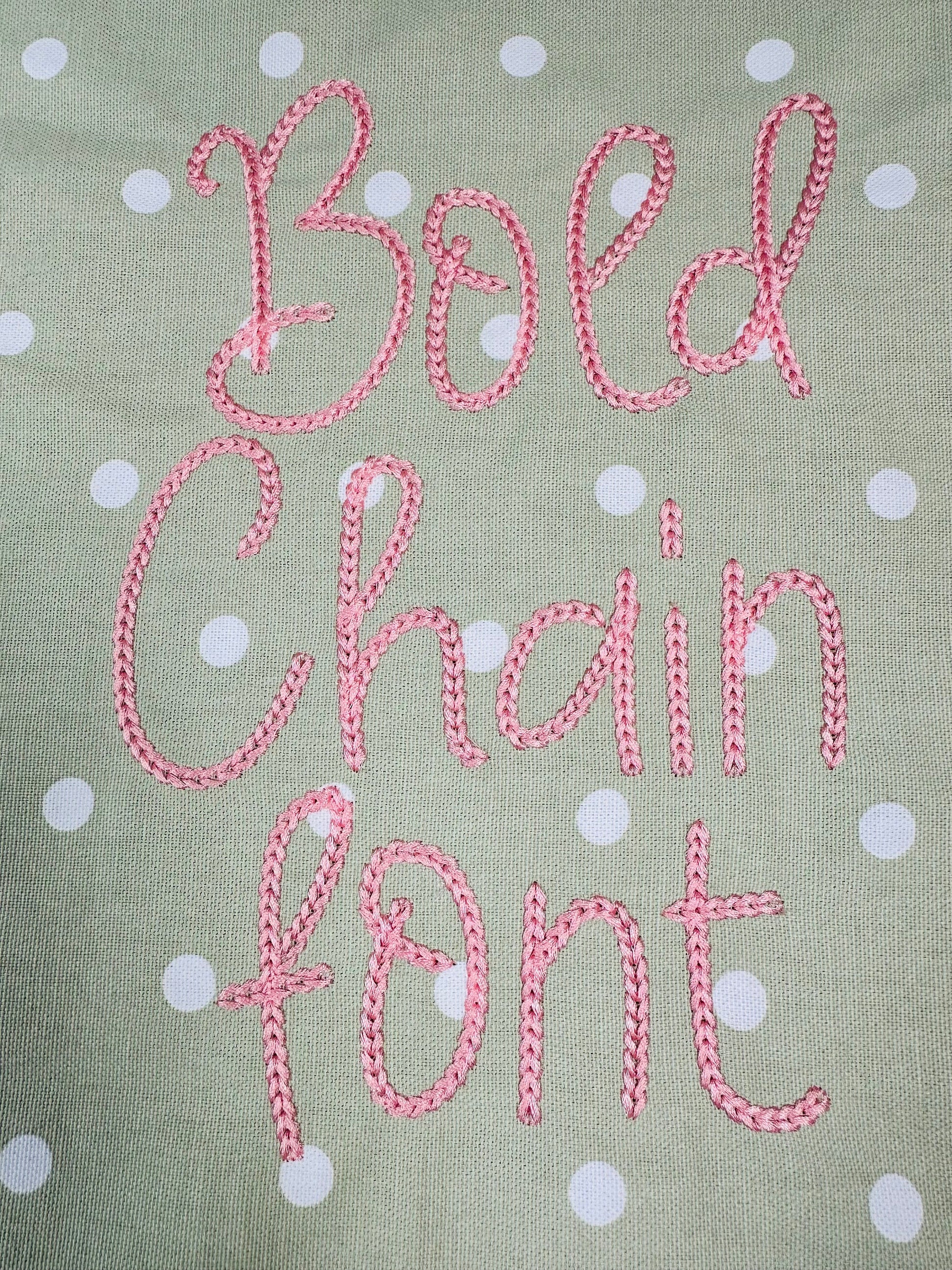 Narrow Bold Authentic Hand Chain stitch FONT machine embroidery designs alphabet